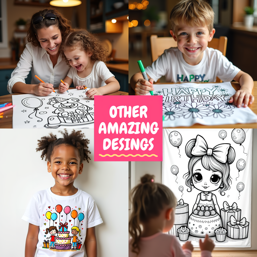 Adult Sweatshirt Coloring Kit with 10 Fabric Markers - Birthday Flowers