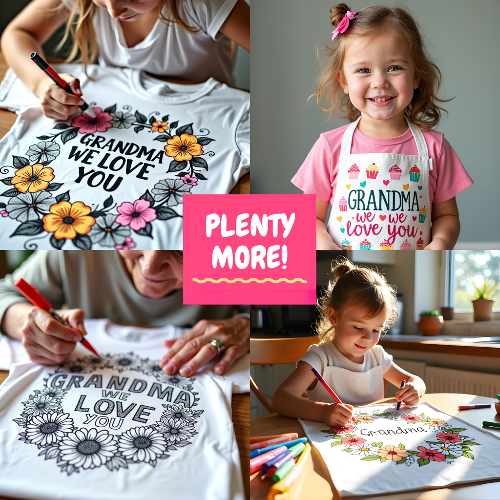 Unisex T-shirt Coloring Kit with 10 Fabric Markers - Grandma