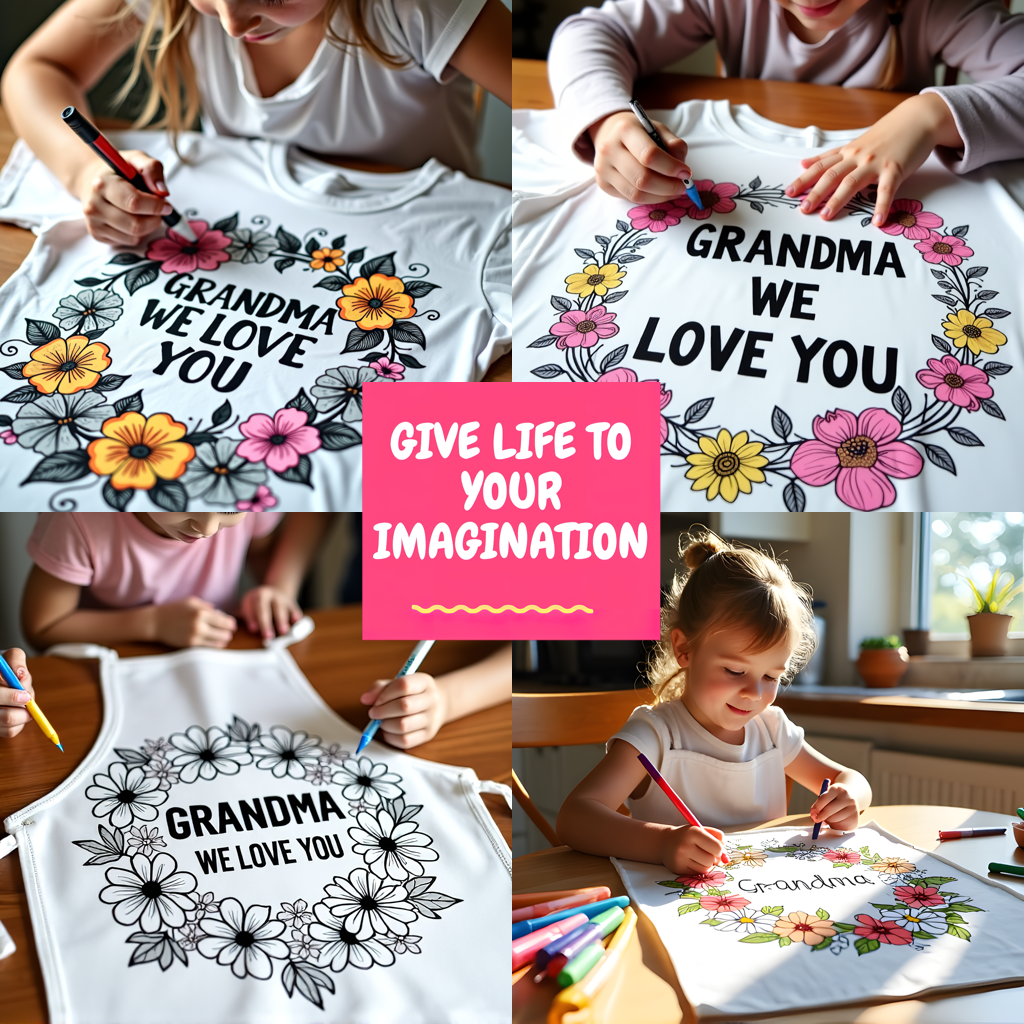 Kid's T-shirt Coloring Kit with 10 Fabric Markers - Grandma