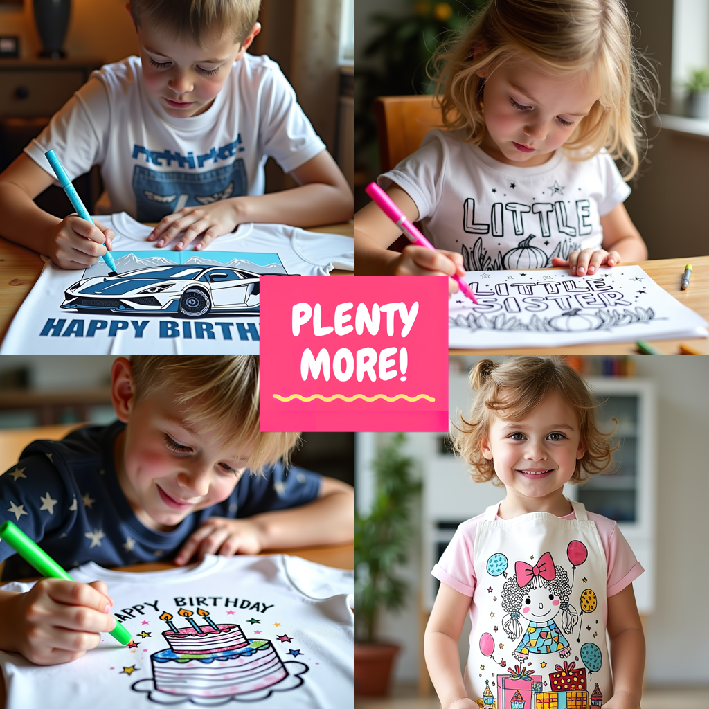 Kid's T-shirt Coloring Kit with 10 Fabric Markers - Birthday Greeting