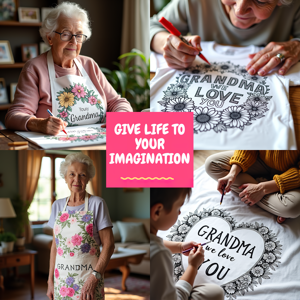 Adult Sweatshirt Coloring Kit with 10 Fabric Markers - Grandma