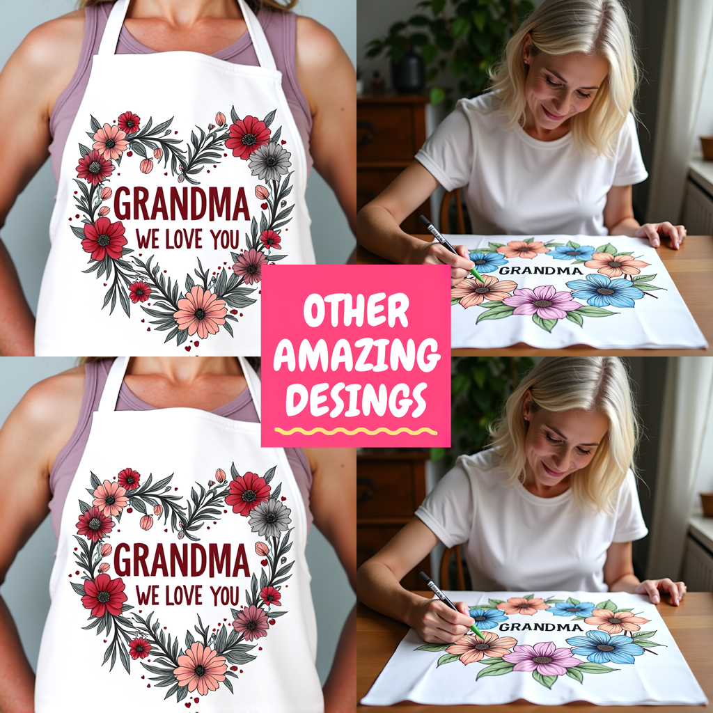 Unisex T-shirt Coloring Kit with 10 Fabric Markers - Grandma