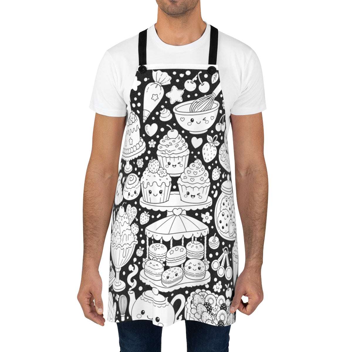Kawaii Sweet Treats Apron kit shown in a lifestyle mockup - worn by a man