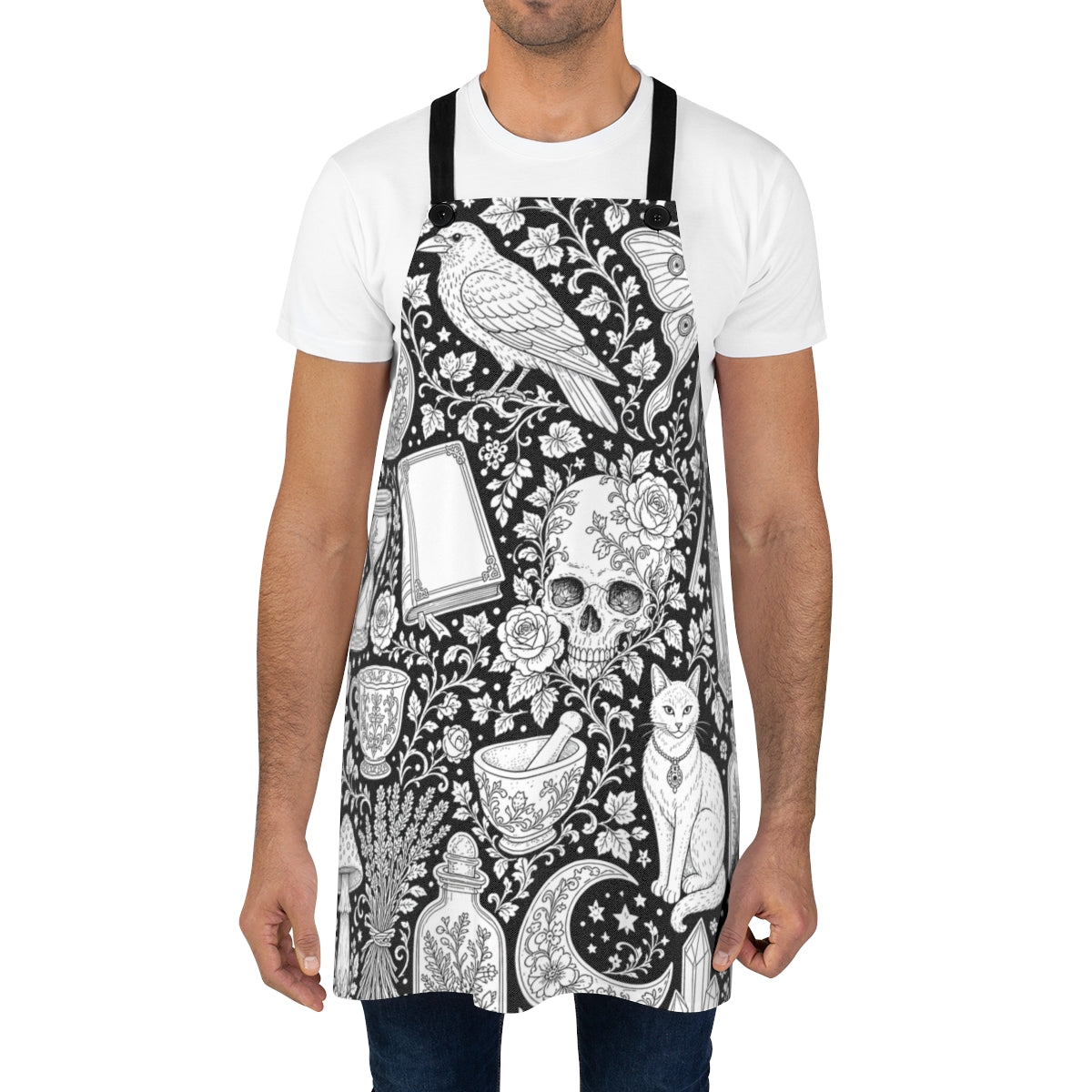 Gothic Apothecary Apron kit shown in a lifestyle mockup - worn by a man