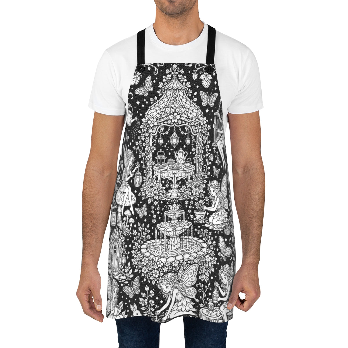 Fairy Garden Tea Party Apron kit shown in a lifestyle mockup - worn by a man