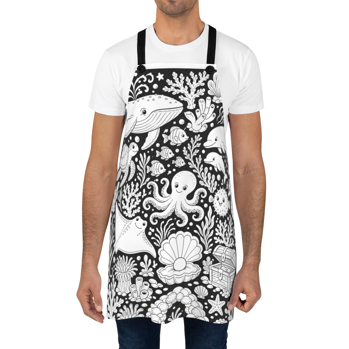 Ocean Reef Friends Apron kit shown in a lifestyle mockup - worn by a man
