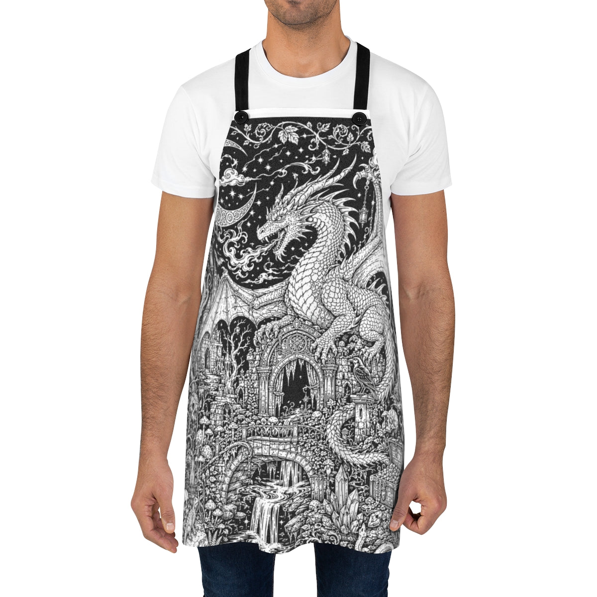 Dragon Castle Treasure Apron kit shown in a lifestyle mockup - worn by a man