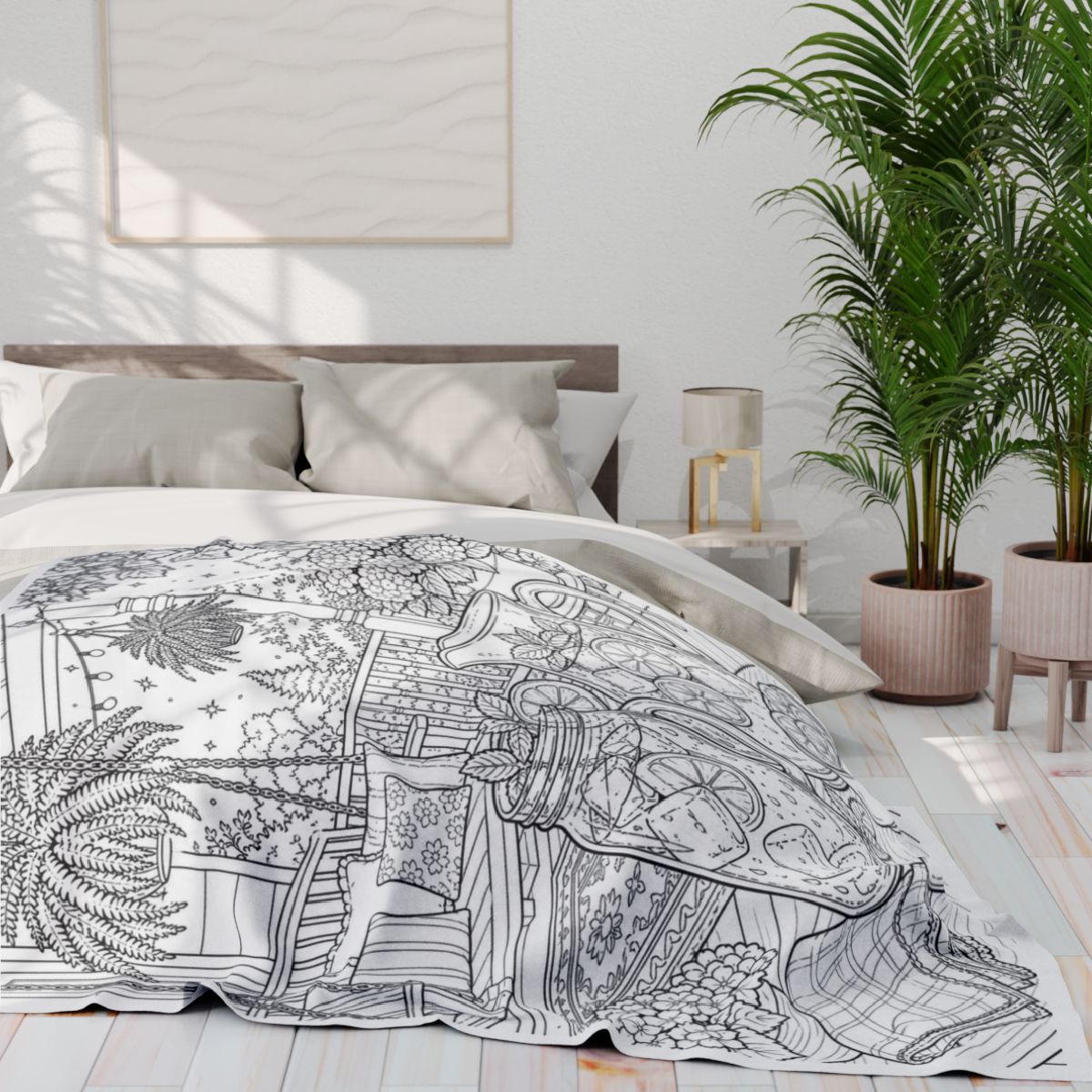 Fleece Blanket Coloring Kit with Fabric Markers - Summer Porch