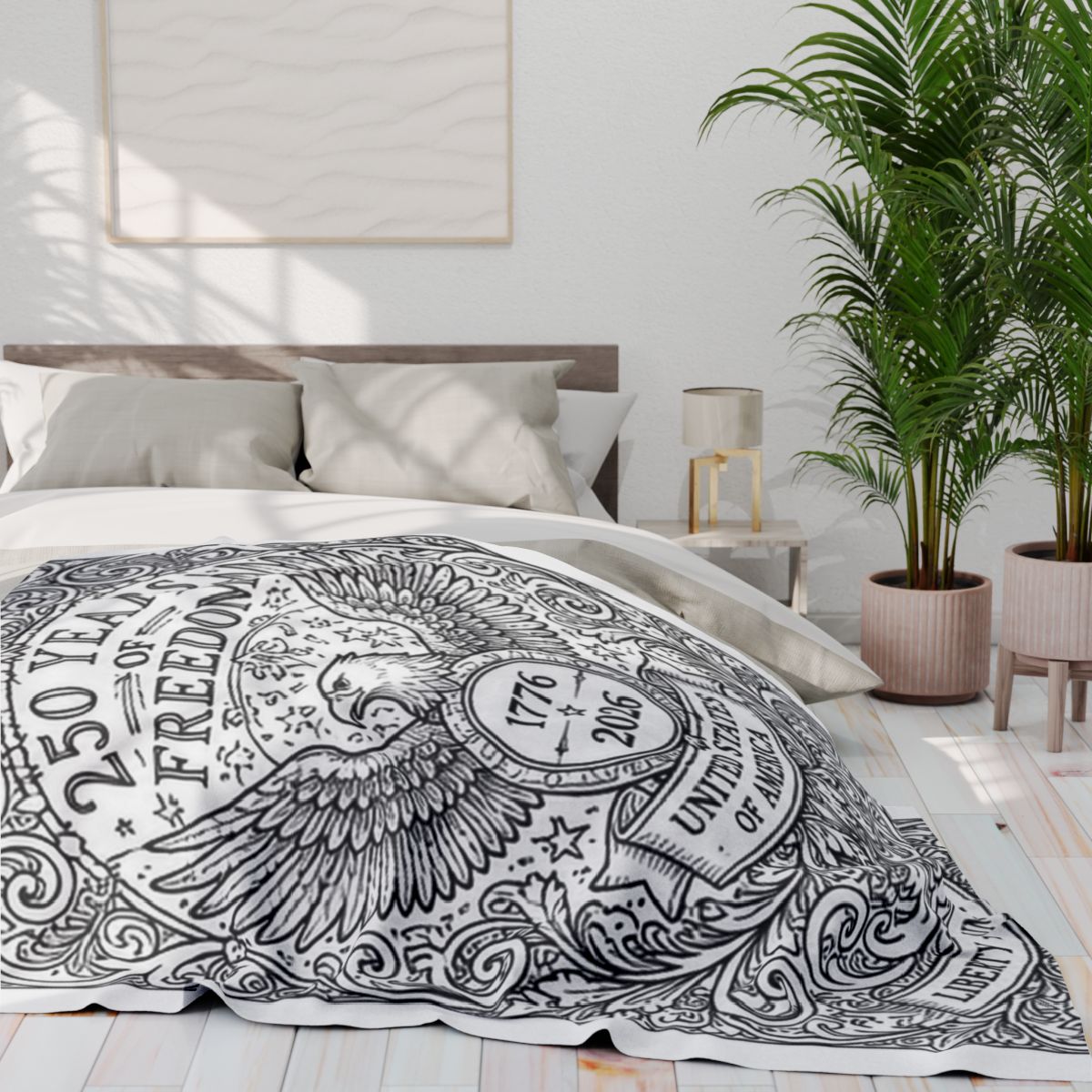 Patriotic Eagle Fleece Blanket kit shown in a lifestyle mockup