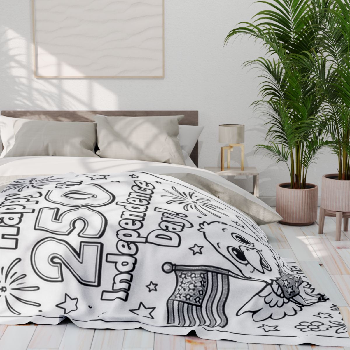 Independence Day Fleece Blanket kit shown in a lifestyle mockup