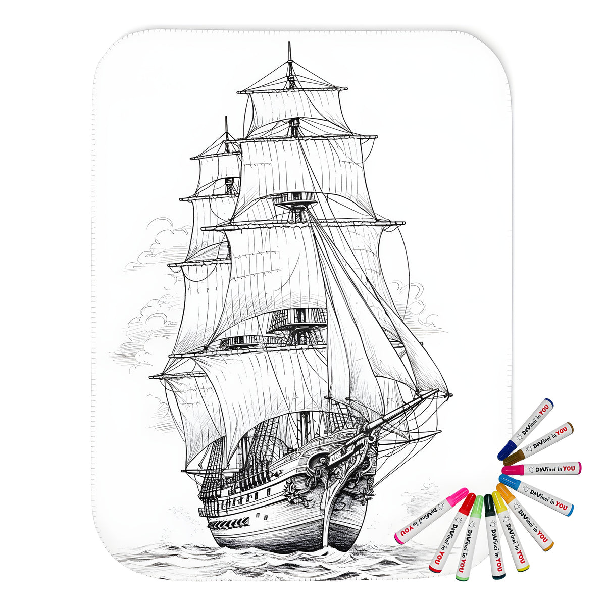 Vintage sailboat blanket with intricate details