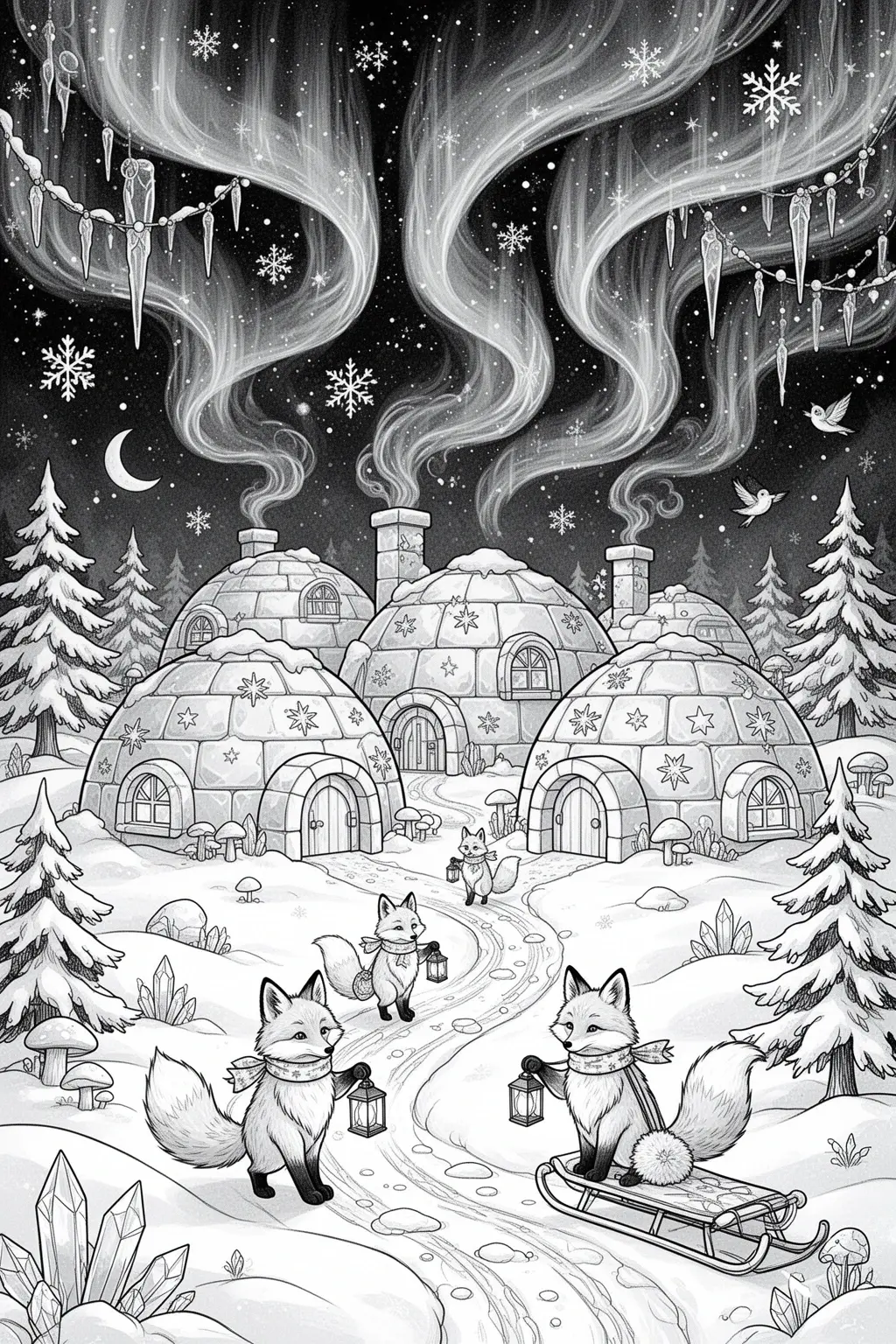 Aurora Fox Village coloring page.