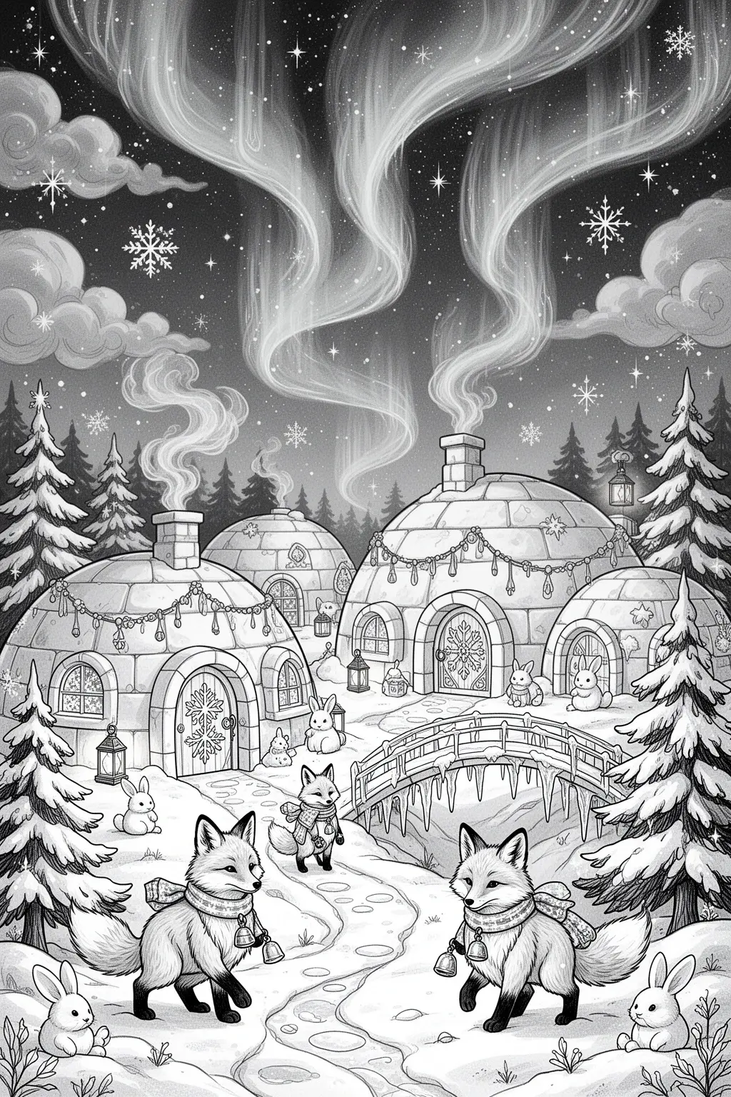Aurora Fox Village coloring page.