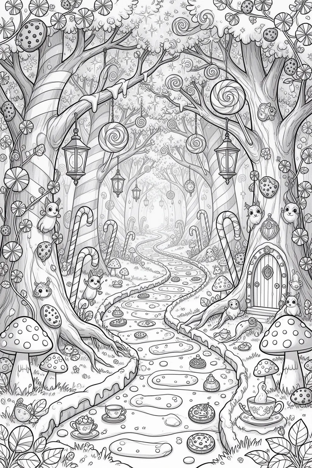 Candy Forest Magic coloring page.