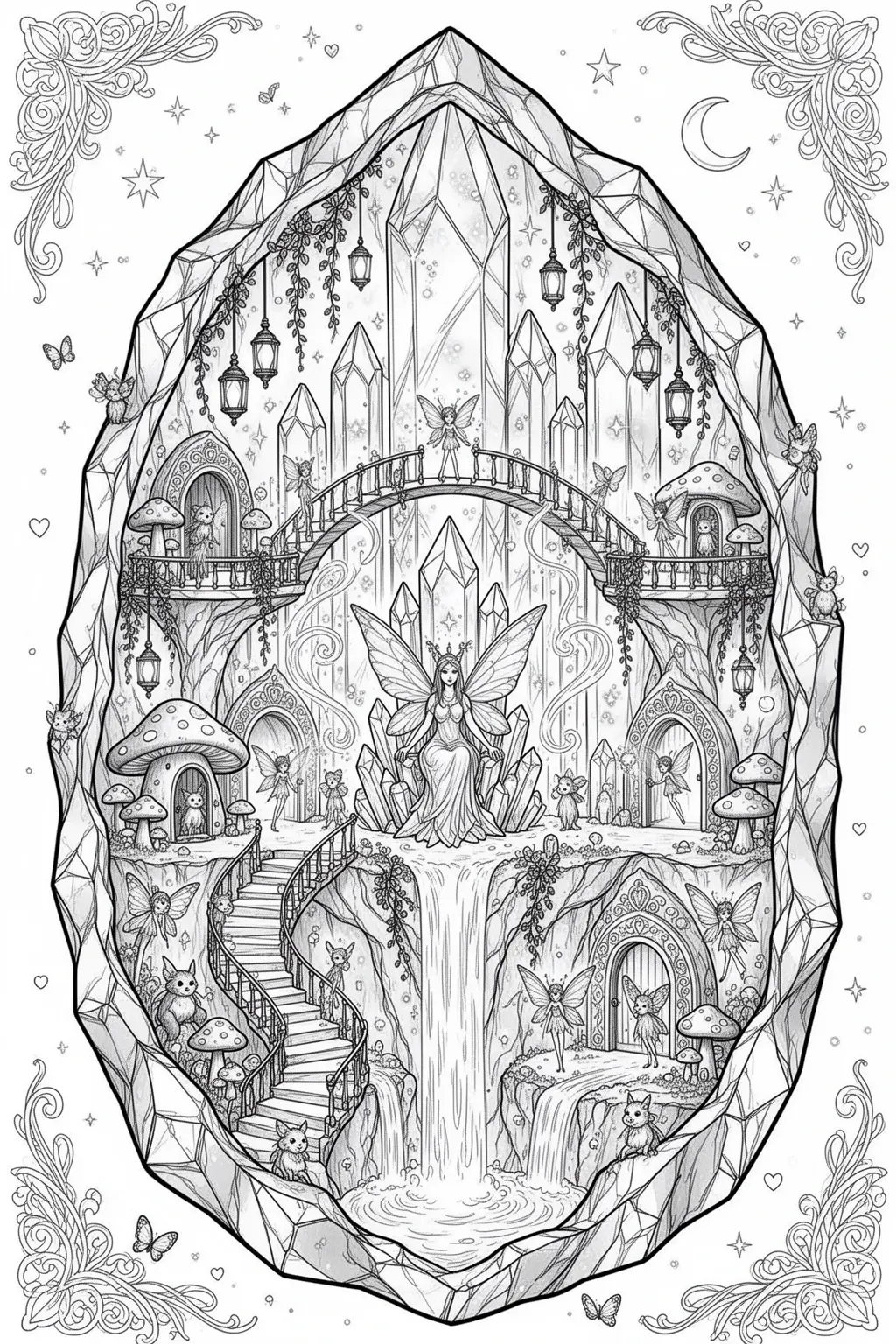 Crystal Fairy Kingdom coloring page.