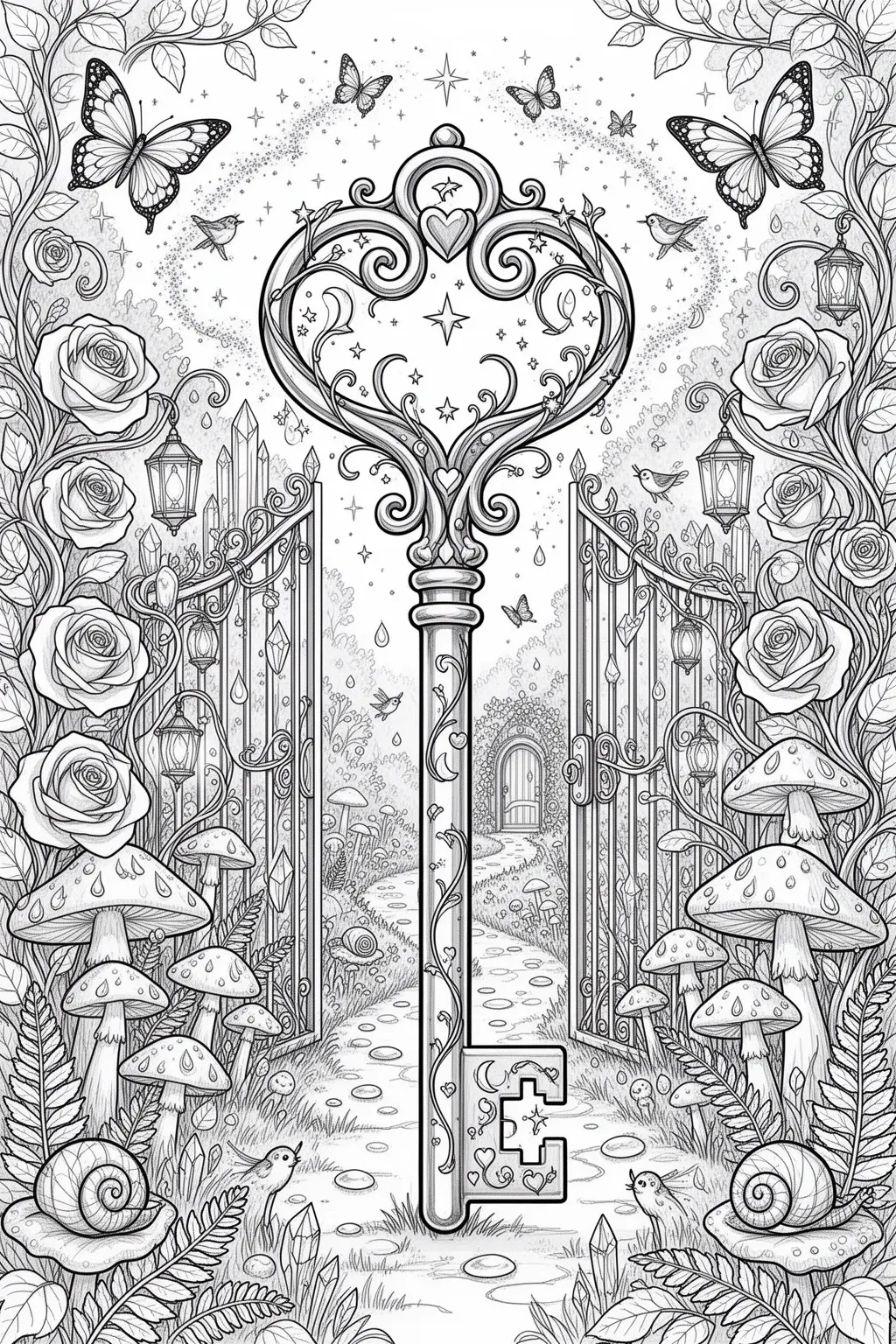 Enchanted Key Printable coloring page.