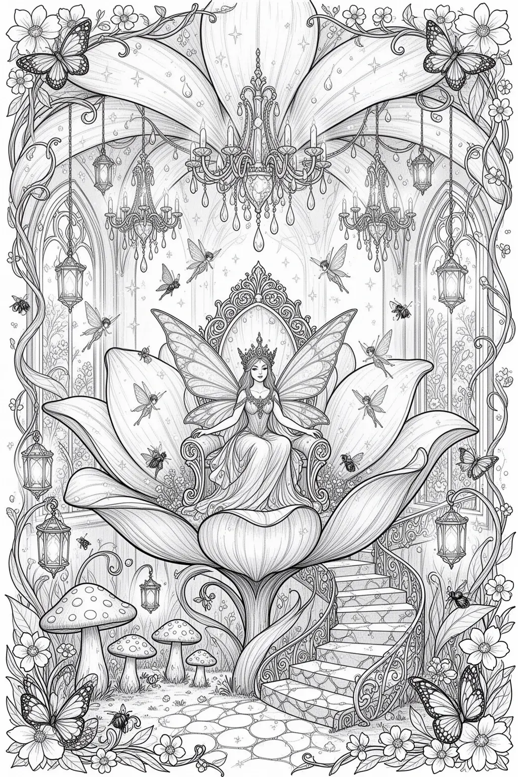 Petal Palace Magic Fairy Queen coloring page.