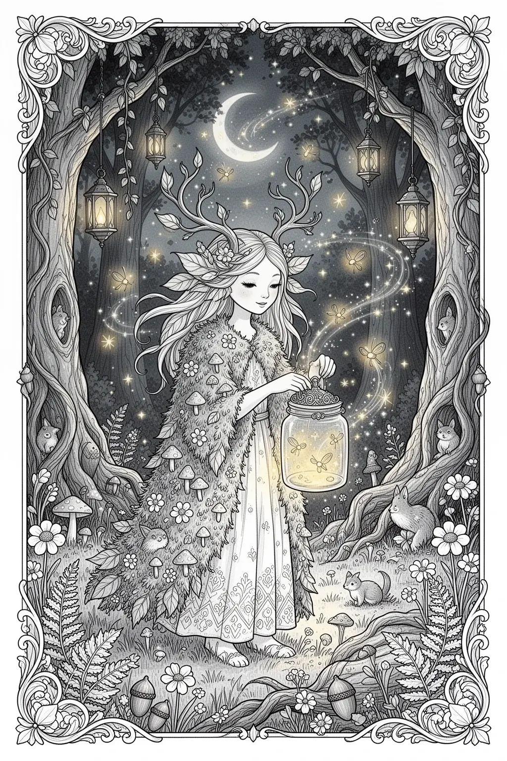 Can You Color This Enchanted Firefly Jar? Printable coloring page.