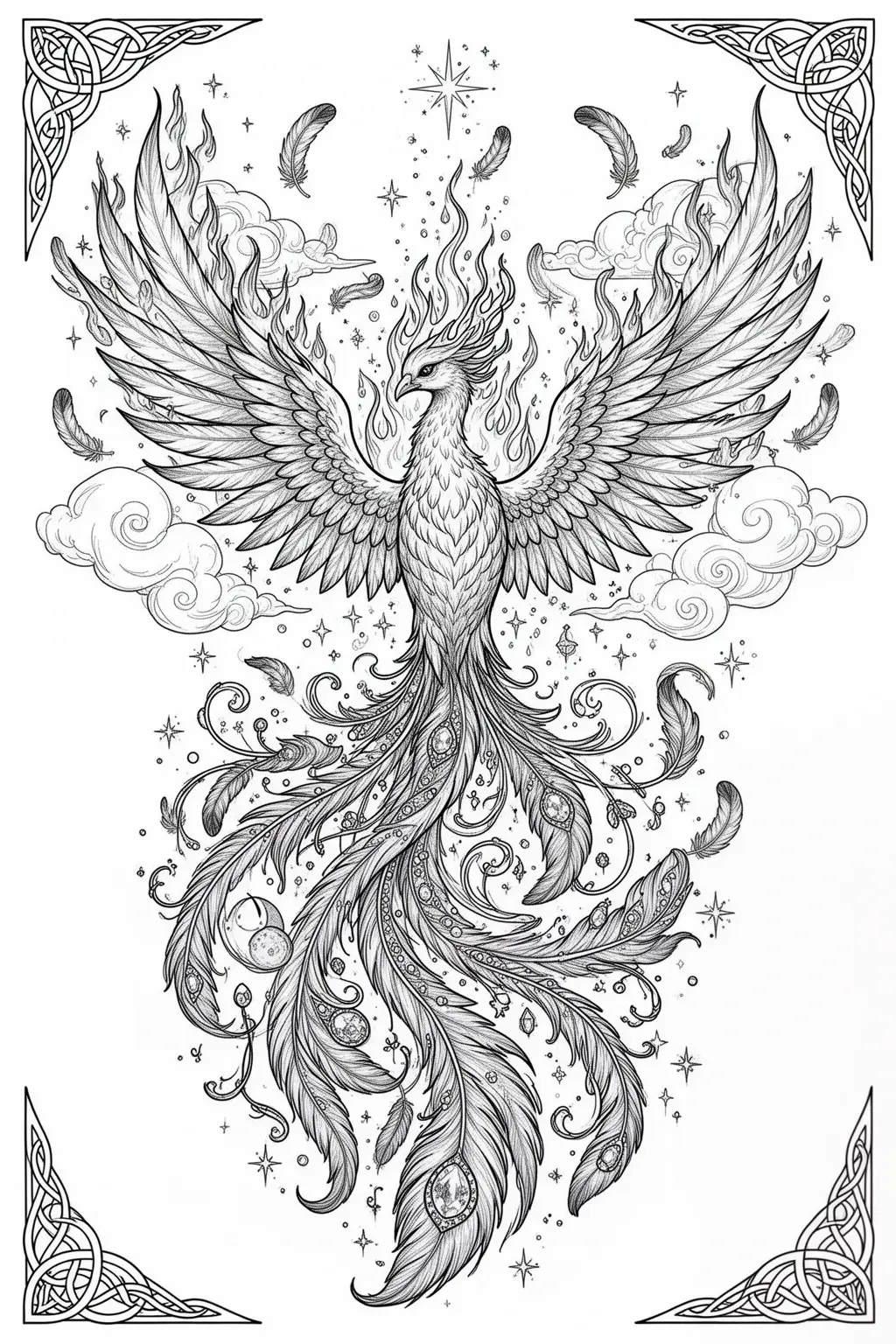 Phoenix Feather Magic coloring page.