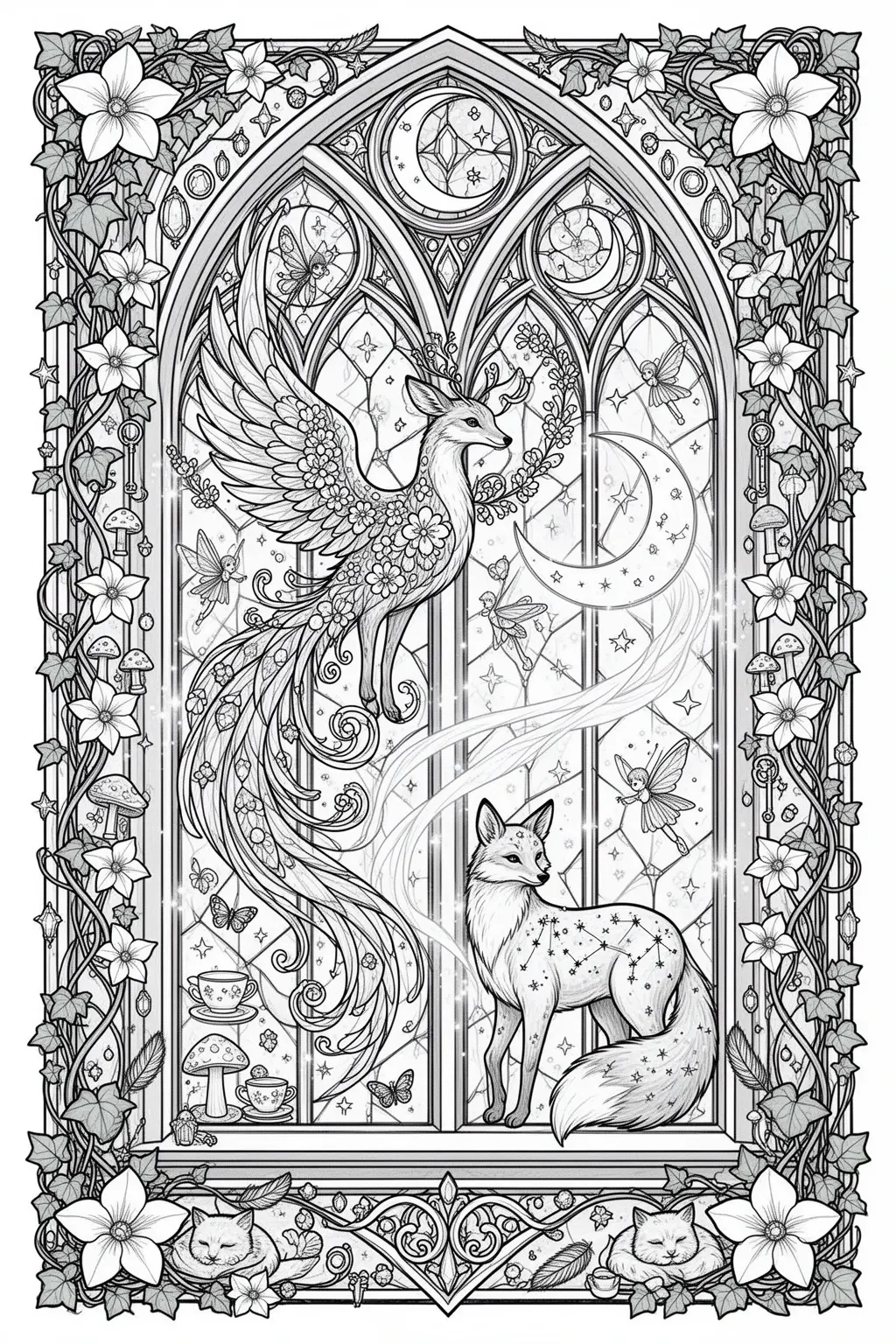 ENCHANTED Window Magic coloring page.