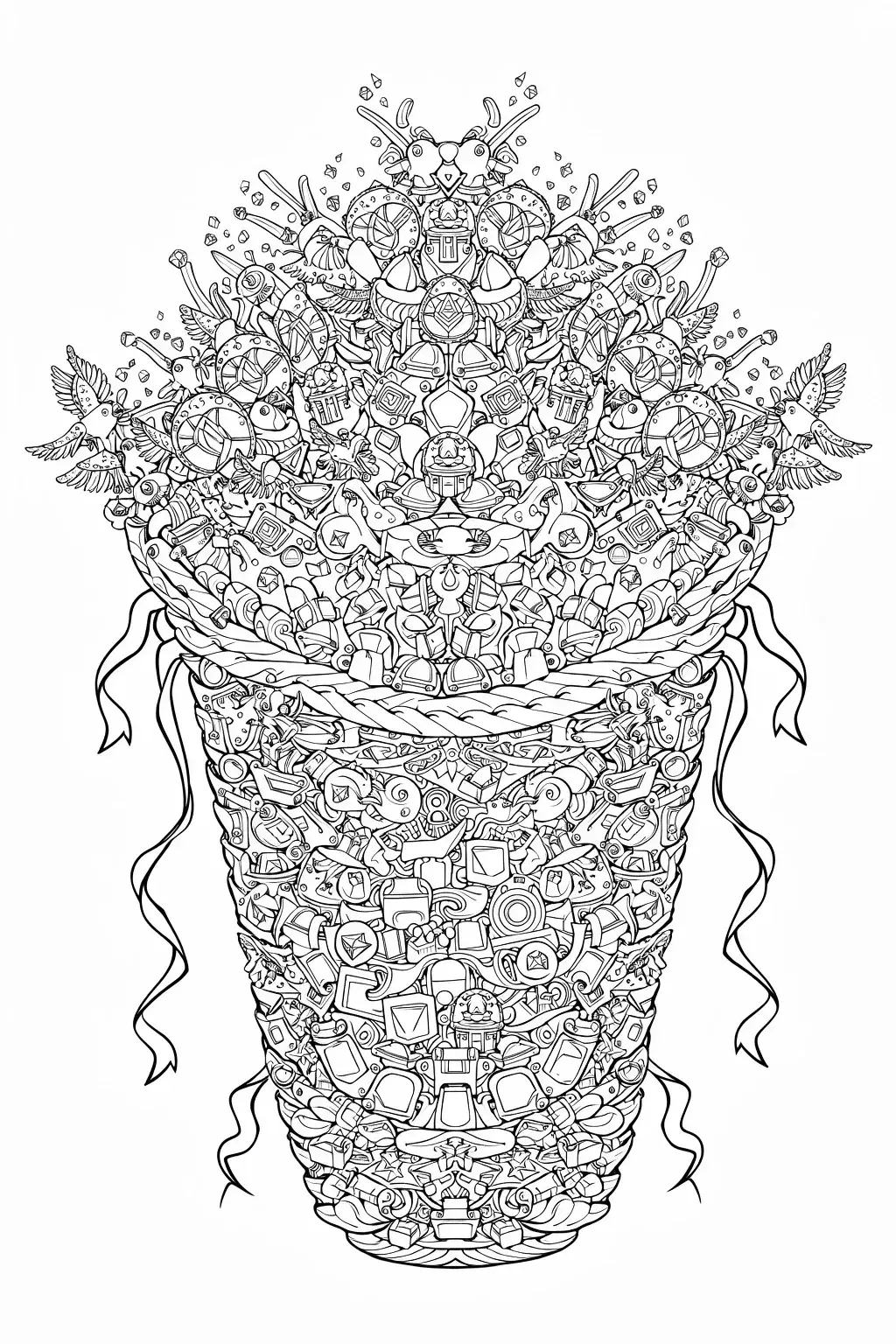 Free Intricate Spring Bouquet Mandala Coloring Page printable black and white coloring sheet.