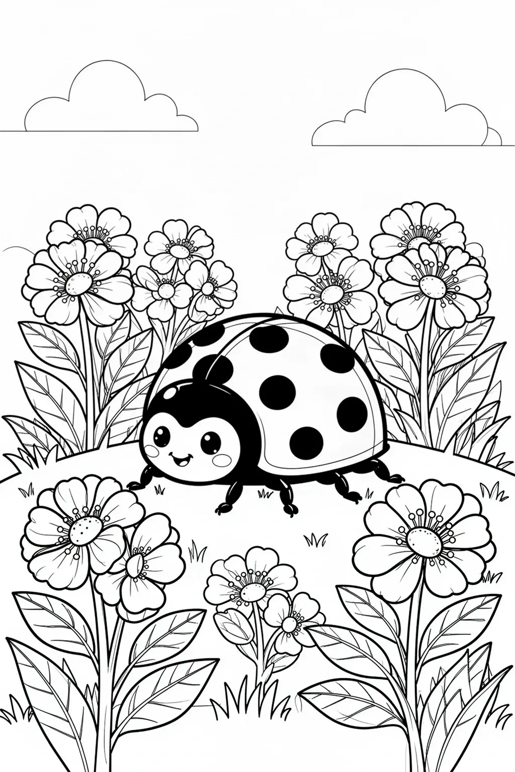 Free Ladybug Flower Patch coloring page PDF | DaVinci in You.