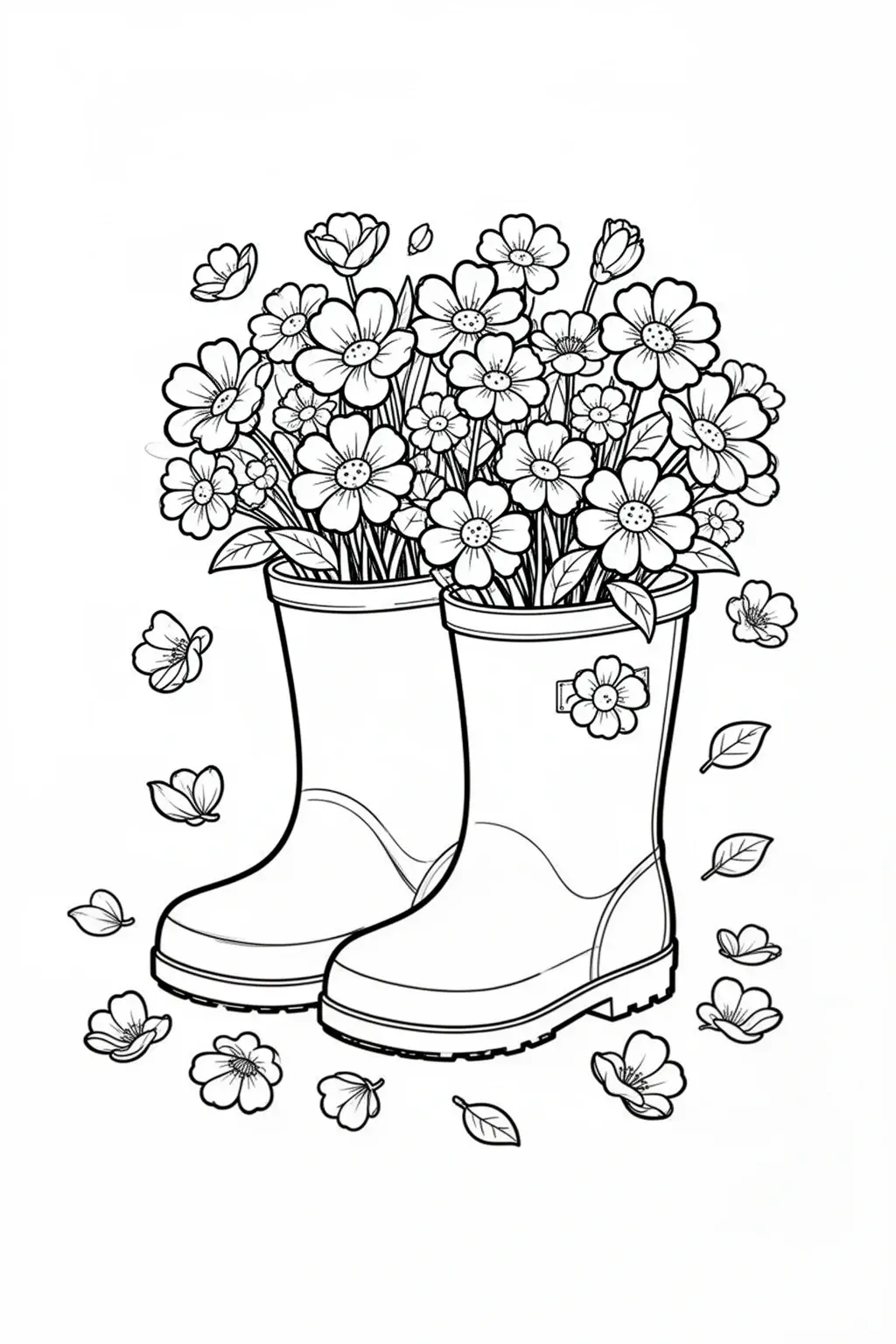 Rain Boots With Flowers coloring page.