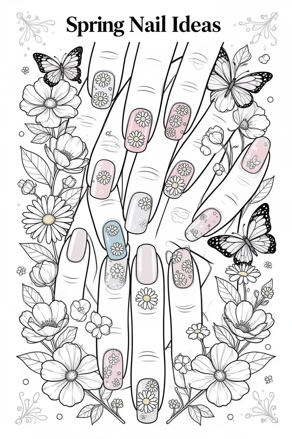 Nail Ideas Spring coloring page.