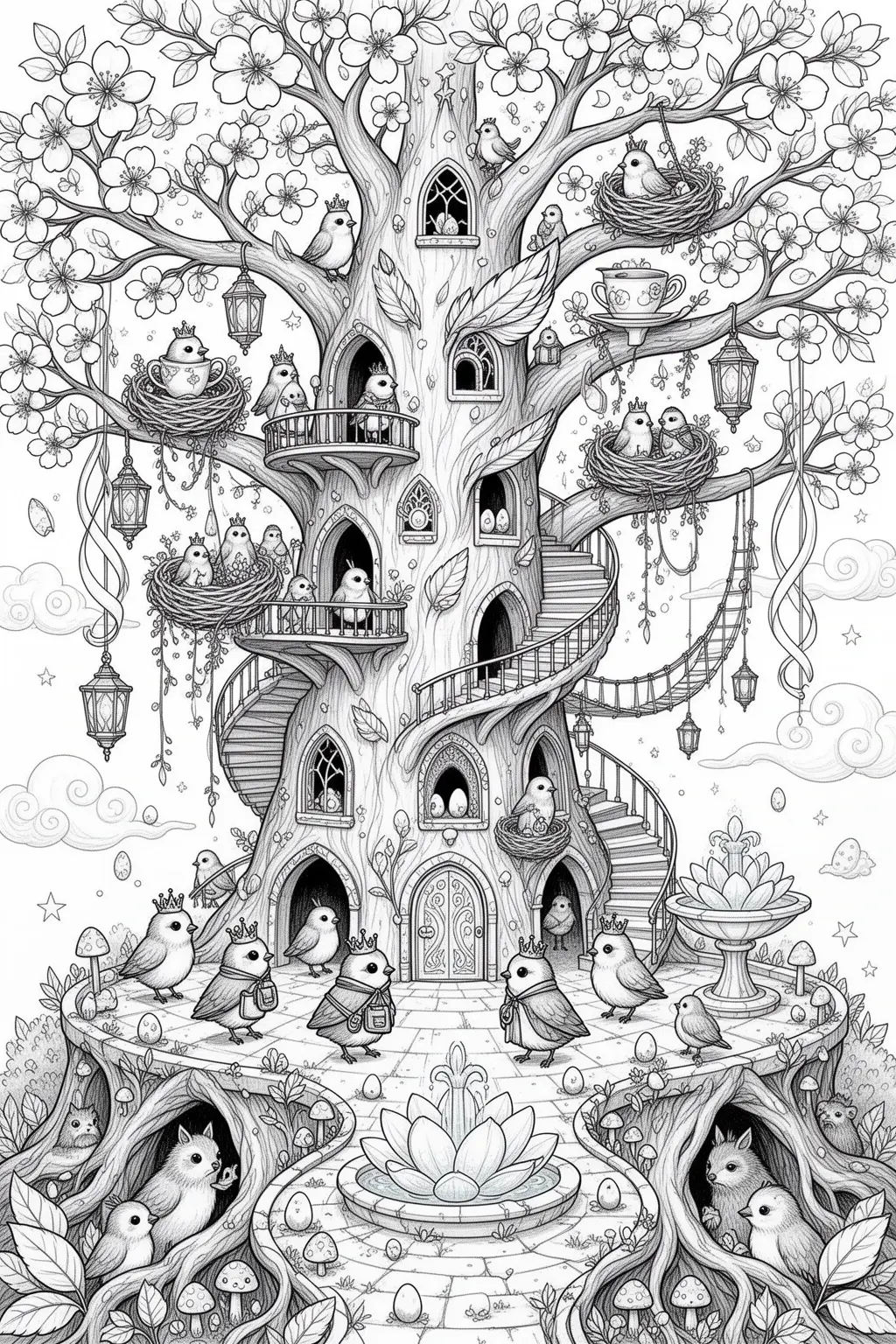 Tiny Bird Kingdom Magic coloring page.
