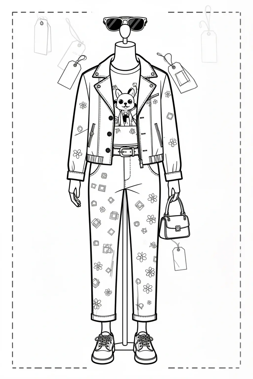 Outfit coloring page | Fashion Outfit on Mannequin (Printable).