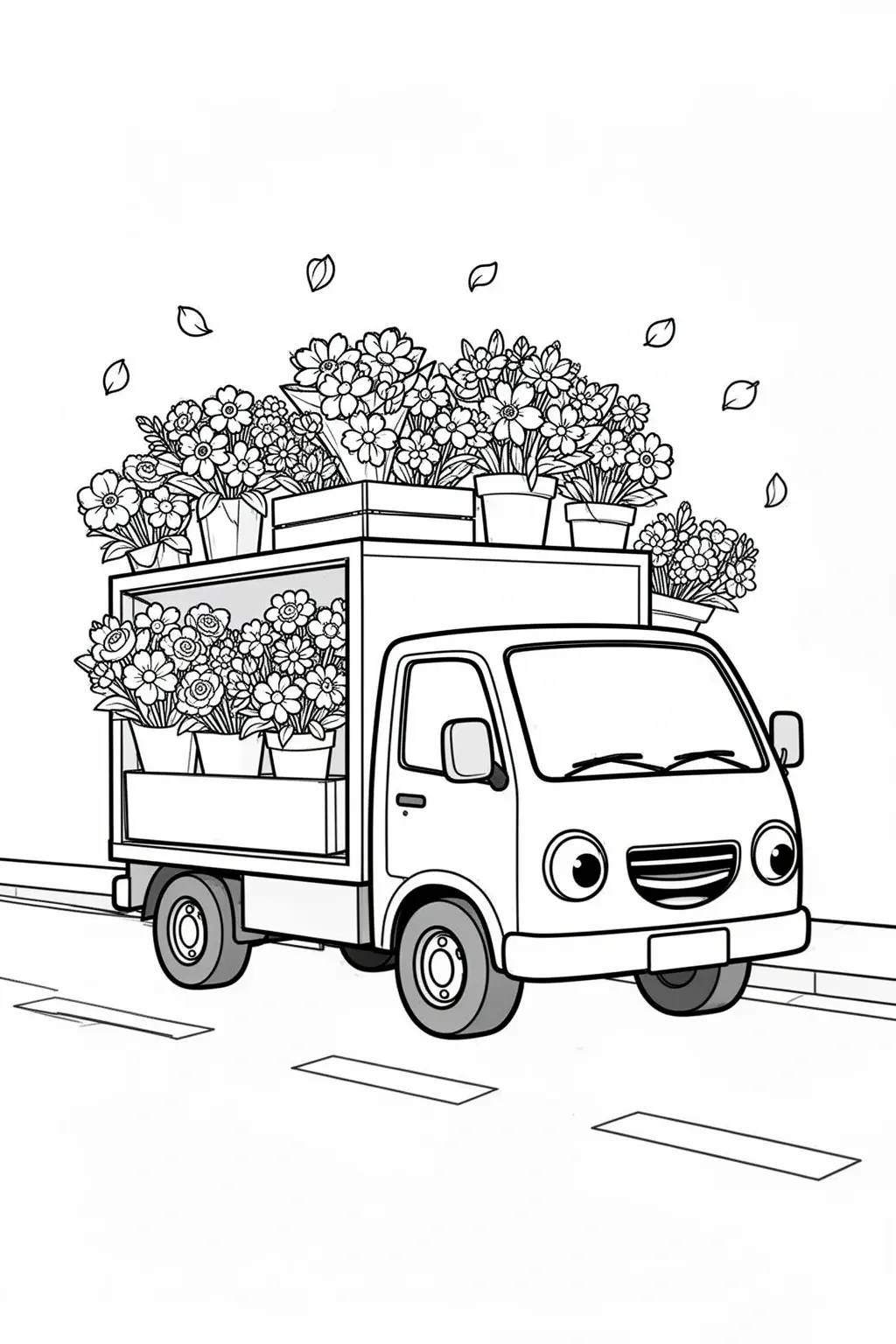 Flower Delivery Truck coloring page.