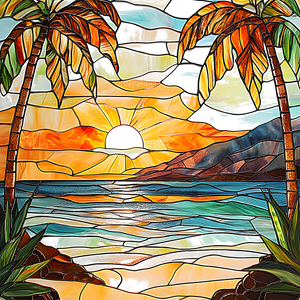 Stained-Glass-Beach-Sunset-Art-Collection 🗻