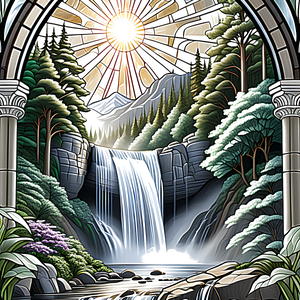 Stained-Glass-Waterfall-Forest-Art-Collection 🗻