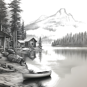 FREE Tranquil Mountain Lake Coloring Page Download NOW ⛰️