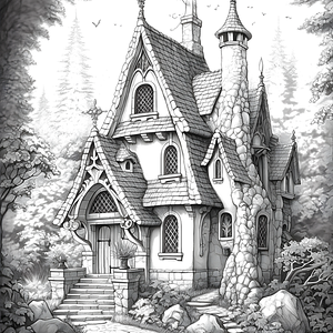 FREE Fairy Tale House Coloring Page - Detailed Forest Scene Download 🏰