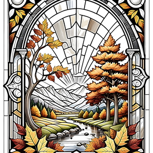 Autumn-Landscape-Stained-Glass-Art-Collection 🗻