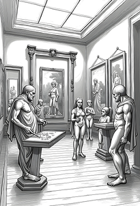FREE Classical Art Gallery Coloring Page Download 🖌️