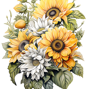 Sunflower-White-Flower-Green-Leaf-Collection 🗻