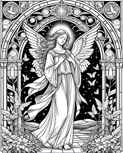 FREE Angelic Stained Glass Coloring Page Download NOW 🖌️