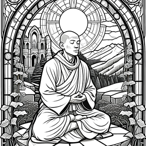 FREE Peaceful Monk Coloring Page Download NOW 🖌️