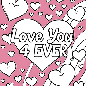FREE Love You 4 EVER Hearts Coloring Page Download 🖌️