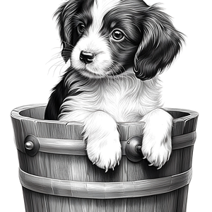 FREE Puppy in a Bucket Coloring Page - Printable Download 🐾