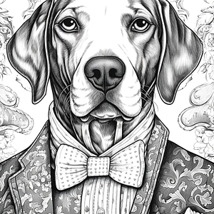 FREE Dog in Formal Suit Coloring Page - Printable Floral Background Download 🐾