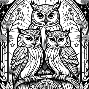 FREE Owl Coloring Page - Enchanting Nighttime Scene Download 🐾