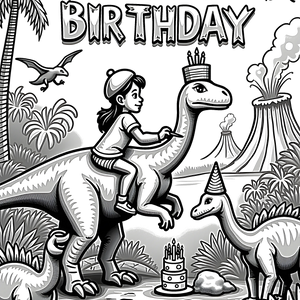 FREE Happy Birthday Dinosaur Coloring Page - Printable Download 🎂