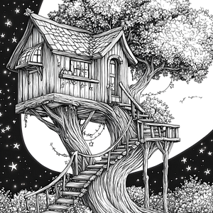 FREE Whimsical Treehouse Coloring Page Download 🏰
