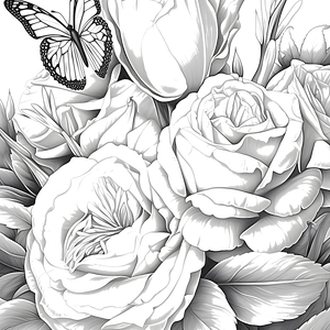 FREE Rose and Butterfly Coloring Page - Printable Download ⛰️