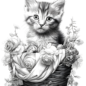 FREE Kitten in Basket Coloring Page - Printable Download 🐾