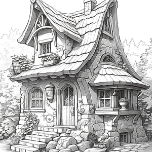 FREE Fairy Tale Stone Cottage Coloring Page - Printable Download 🏰