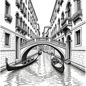 FREE Venetian Canal Scene Coloring Page Download NOW 🏰